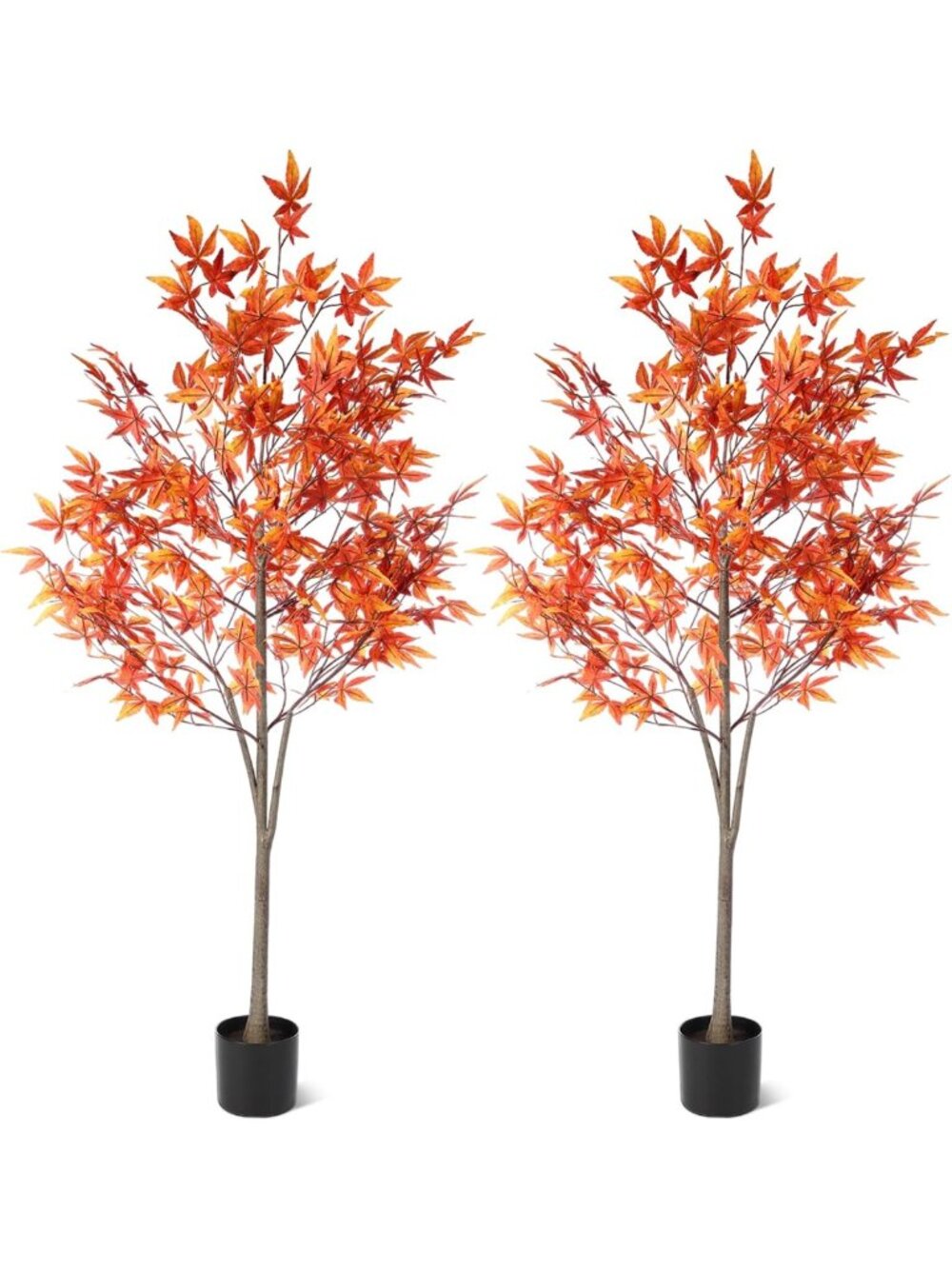 Set of 2 5Ft Artificial Maple Trees - Autumn Fall Decor for Home & Events